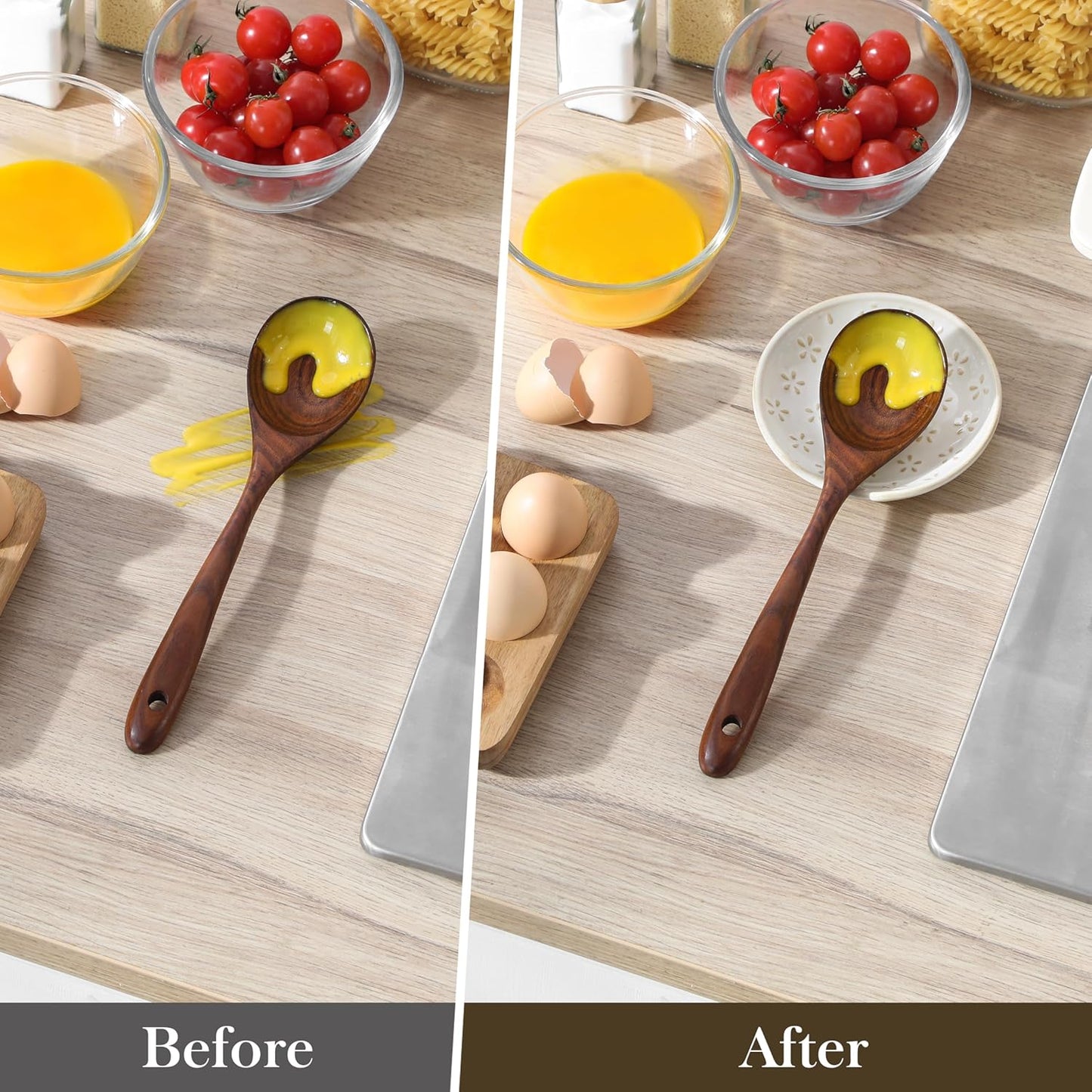 MALACASA Ceramic Spoon Rest for Stove Top, 4.8 inch Cooking Spoon Holder for Kitchen Counter,Utensil Rest for Ladle, Spatula, Spoons or Tongs, Modern Farmhouse Kitchen Décor - 01, Series LYDIA