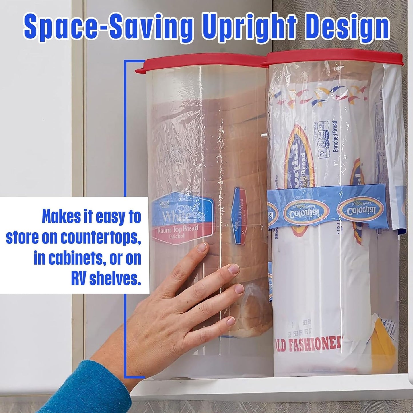 Buddeez Bread Buddy Bread Box – Keeps Bread Loaves Fresh - Red Lid, Pack of 1