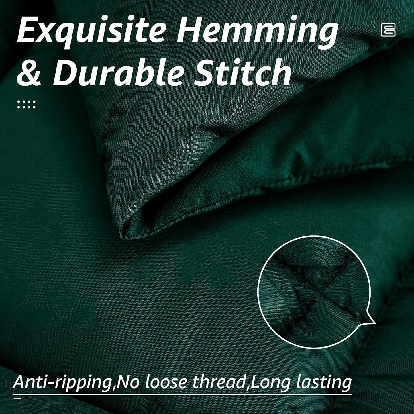 HYLEORY All Season Full Size Bed Comforter - Cooling Down Alternative Quilted Duvet Insert with Corner Tabs - Winter Warm - Machine Washable - Emerald Green