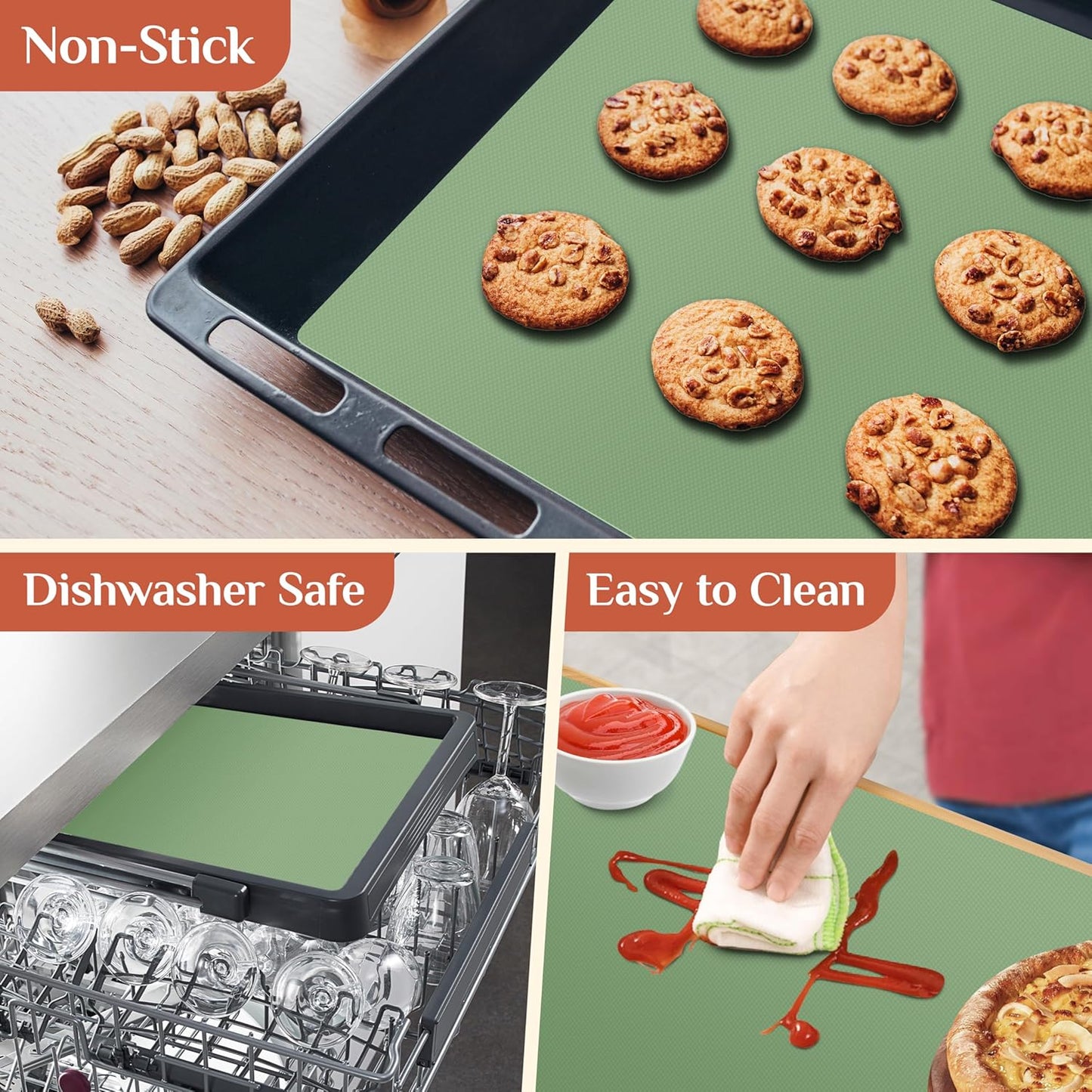 Silicone Baking Mat, 20 IN x 6 FT Free Cutting Baking Sheet,Non-Stick Reusable Dough & Pastry Mat,Non-Slip Silicone Mat Roll for Air Fryer Liner,Freeze Dryer,Oven Baking Pan,Kitchen Counter