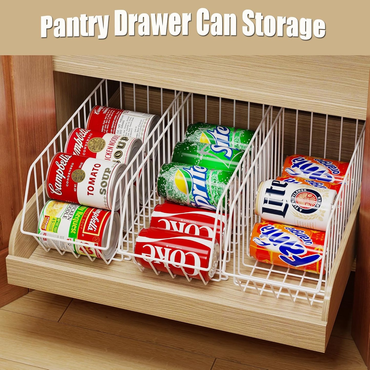 4 Tier Stackable Can Organizer For Pantry, Canned Goods Organizers And Storage For Kitchen, Soup Soda Can Dispenser For Pantry (L 15.35in X W 5.78in X H 25.59in) (white, 4-pack)