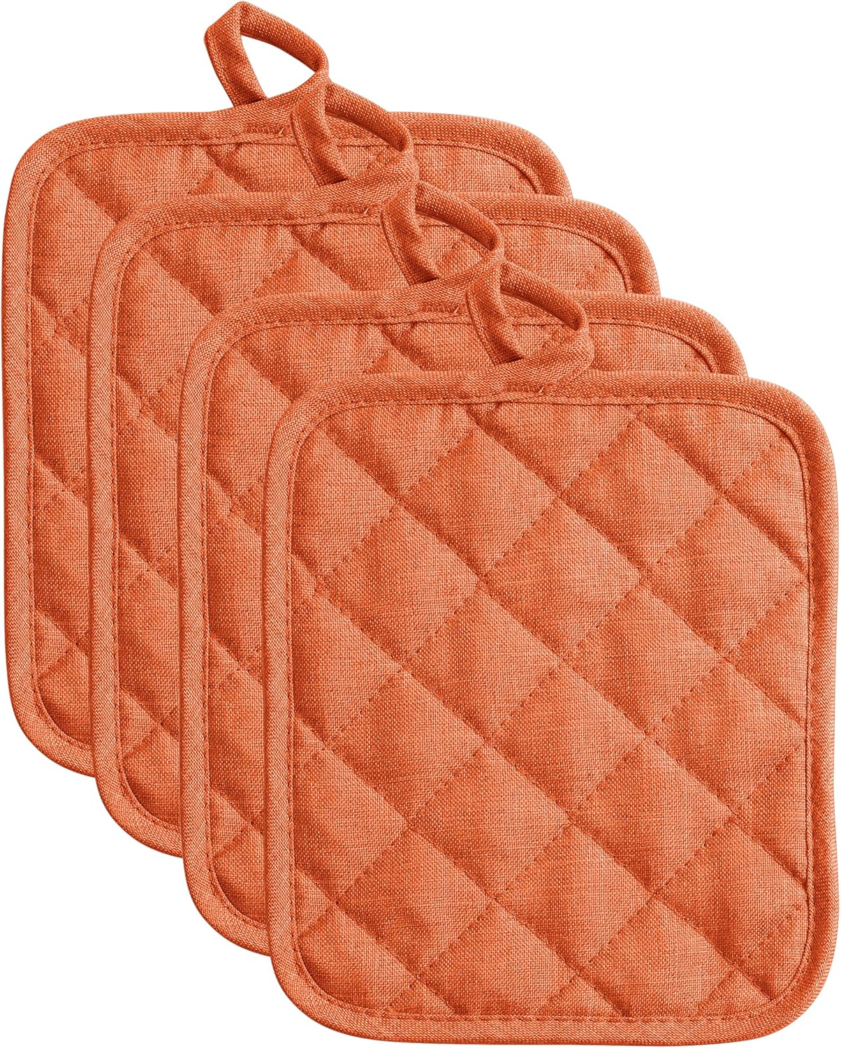 American Linen Pot Holders, Hot Pads, Table Pads for Kitchen and Dining Table, Non Slip Heat Resistant Hot Pot Holder (Coral, 4 Pack)