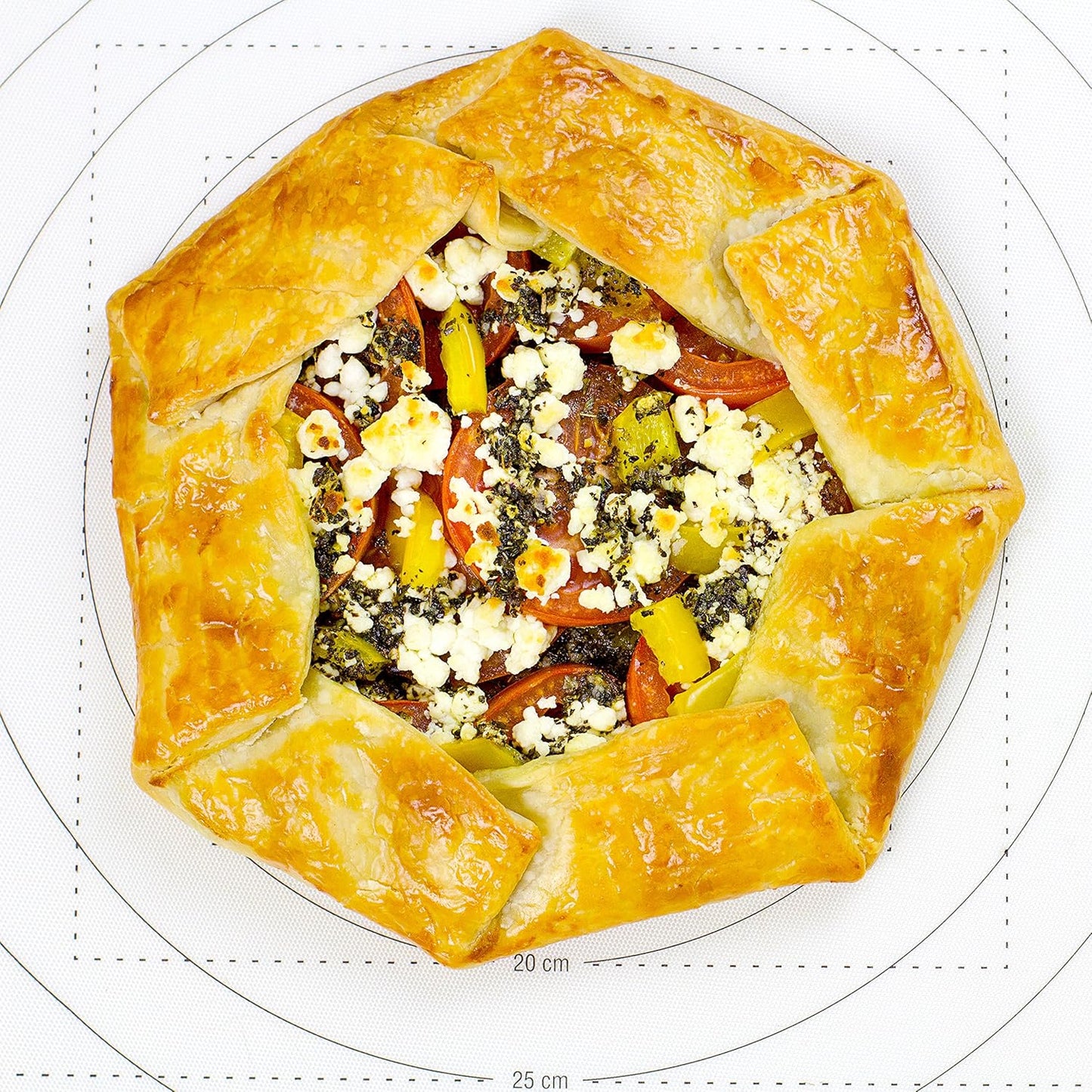 17.75 Inch Round Silicone Pastry Mat | Non Stick BPA-Free | Metric & Imperial Guides | Oven Microwave Freezer Dishwasher Safe - 450 °F to -40 °F