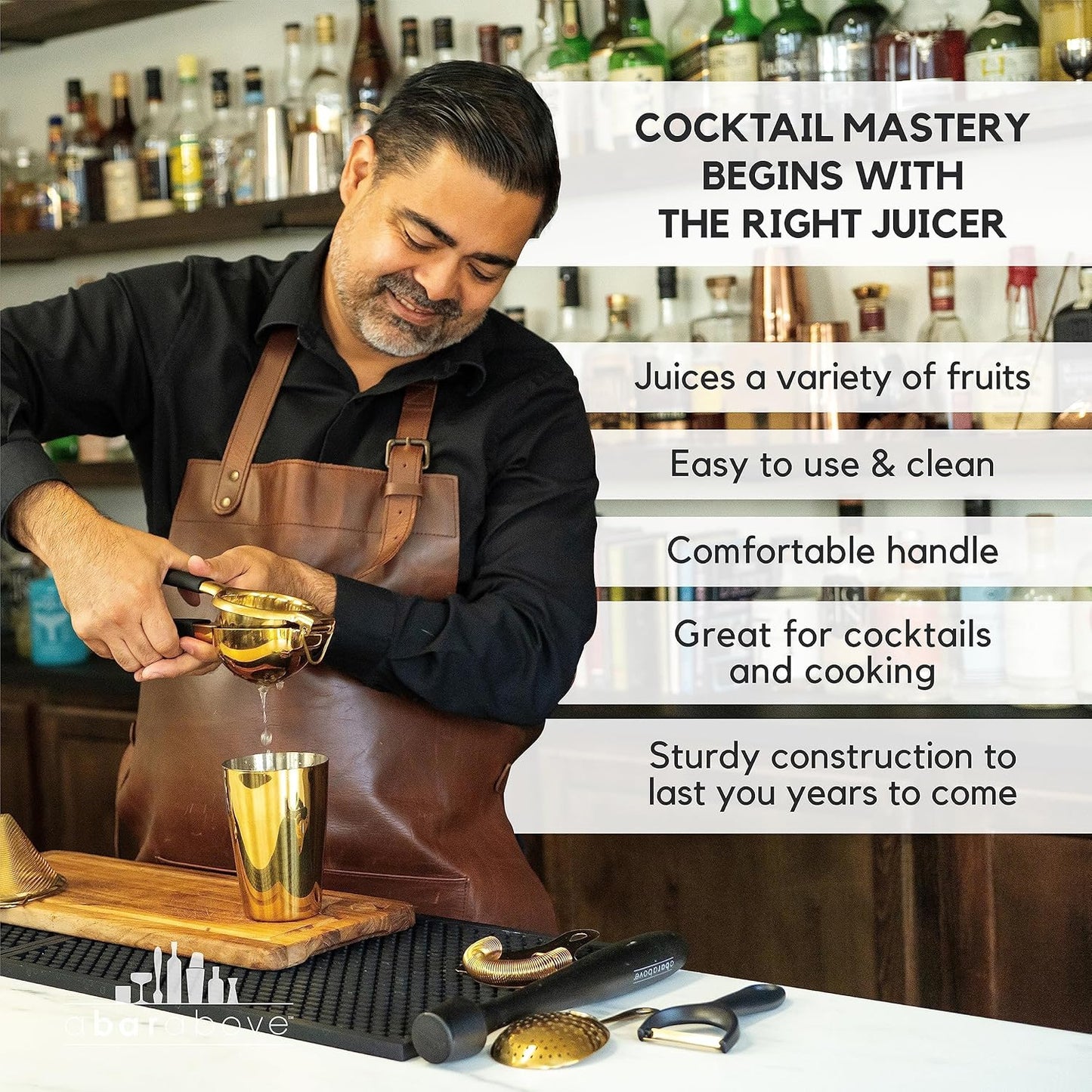 A Bar Above Premium Quality Hand Juicer, for Cocktails, Heavy Duty, Stainless Steel Juicer, Lime, Lemon, and Oranges, Citrus Juicers, for Mixologists and Bars, Fruit Juice Extractor, Silver, 3 Pack